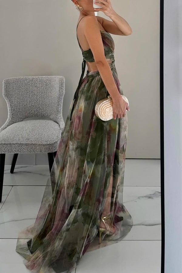 Ruby - Elegant Maxi-Dress with Watercolor Print