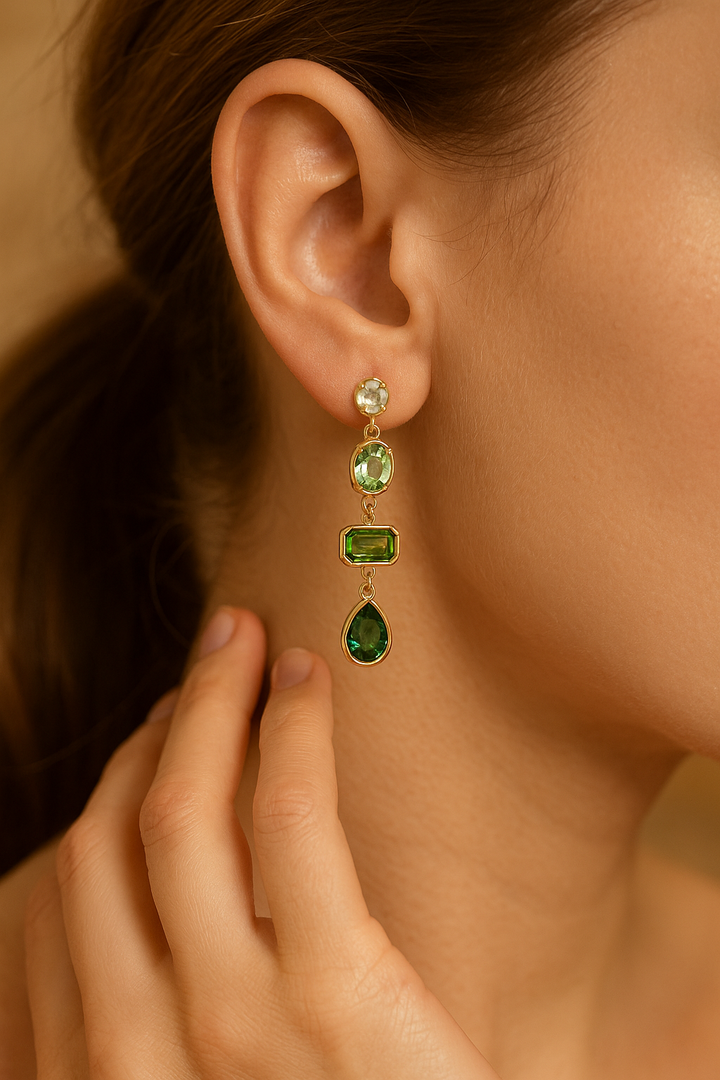 Kona | Earrings with Green Gemstones