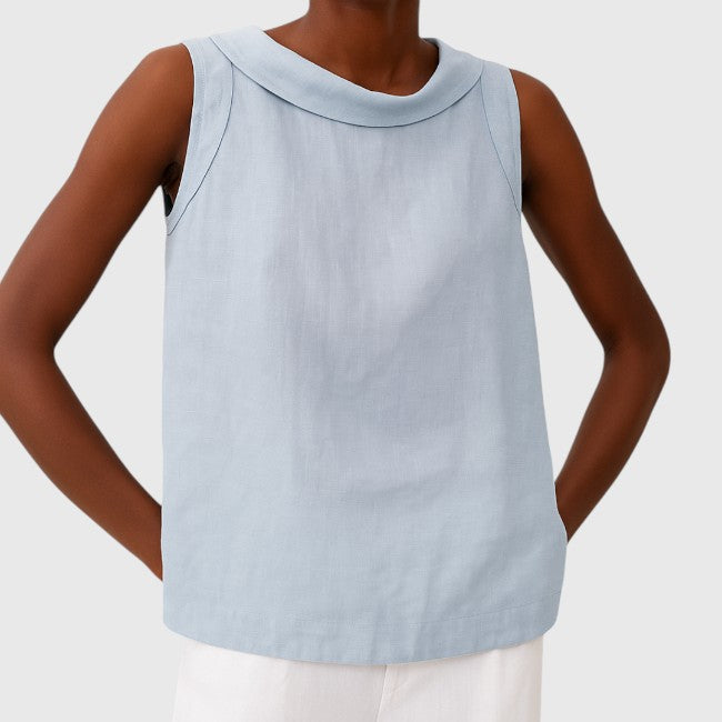 Ellie – Sleeveless Roll Collar Top