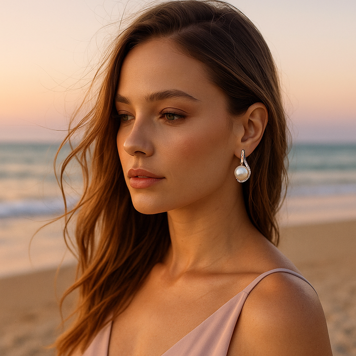 Lorelei | Pearl-Embellished Button Earrings