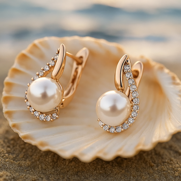 Lorelei | Pearl-Embellished Button Earrings