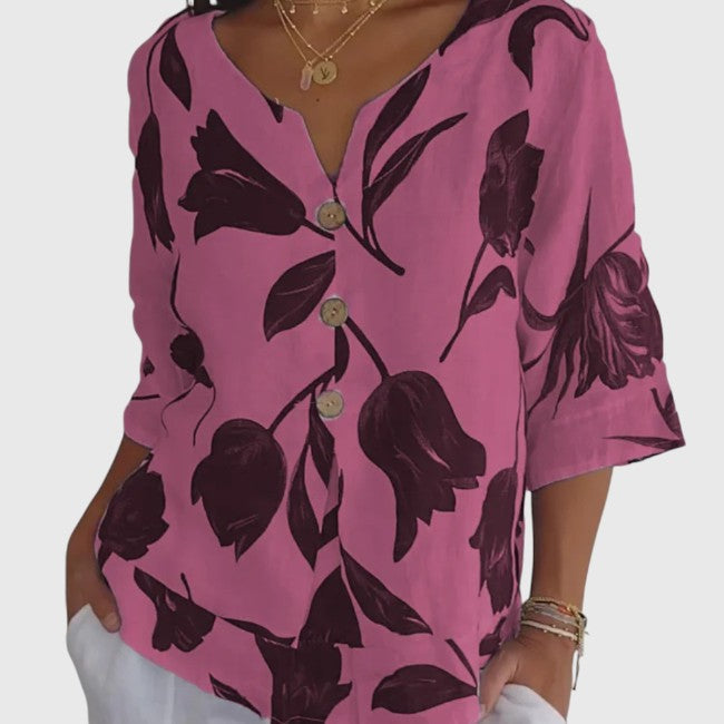 Ember - Floral Print V-Neck Blouse