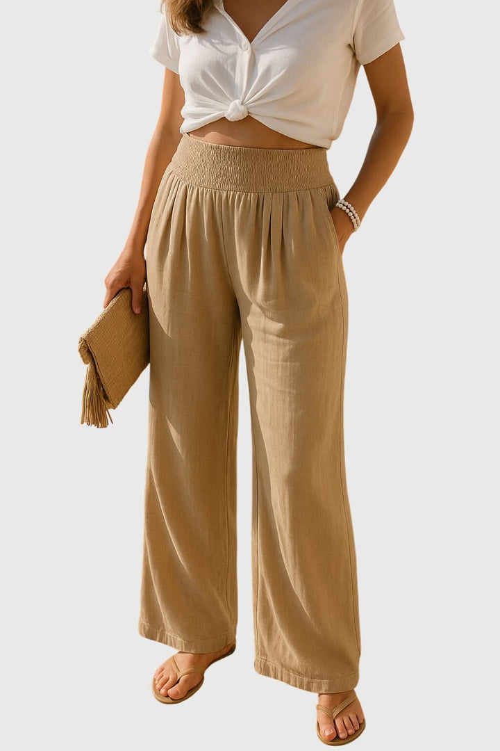 Jane | Full Size Smocked Waist Wide Leg Pants
