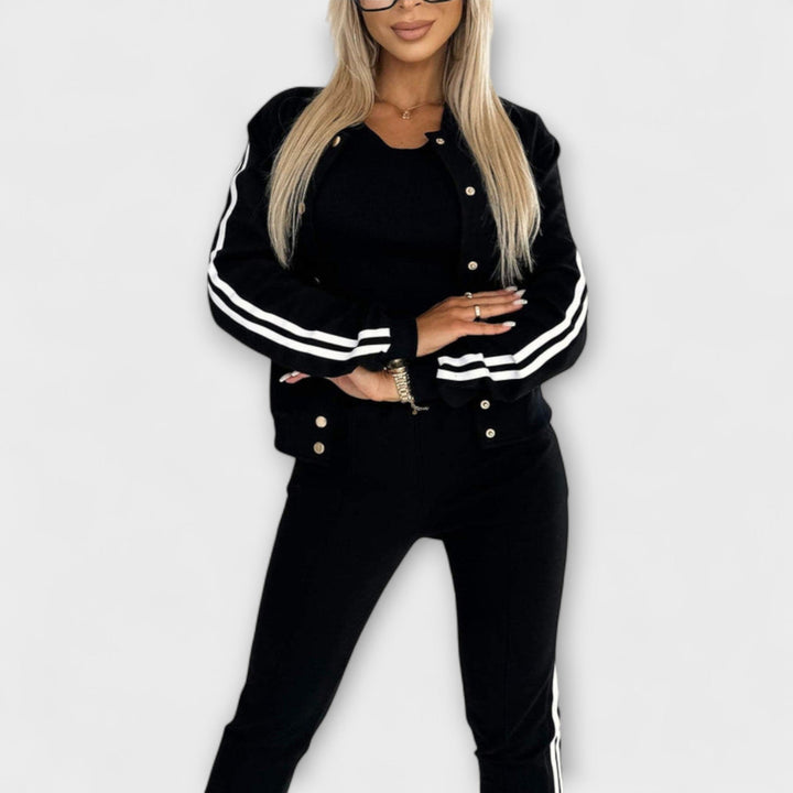 Eulalia - Women's Striped Jacket, Vest, and Trouser Set