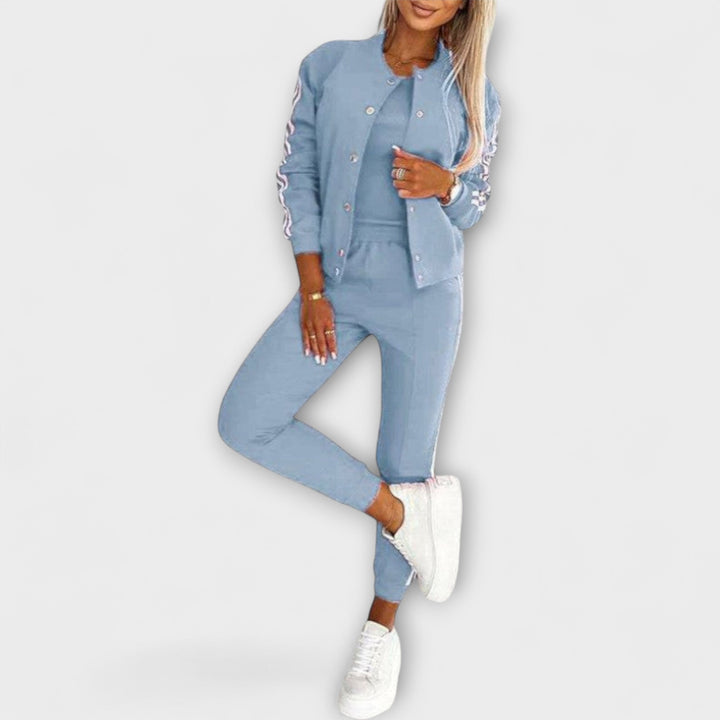 Eulalia - Women's Striped Jacket, Vest, and Trouser Set