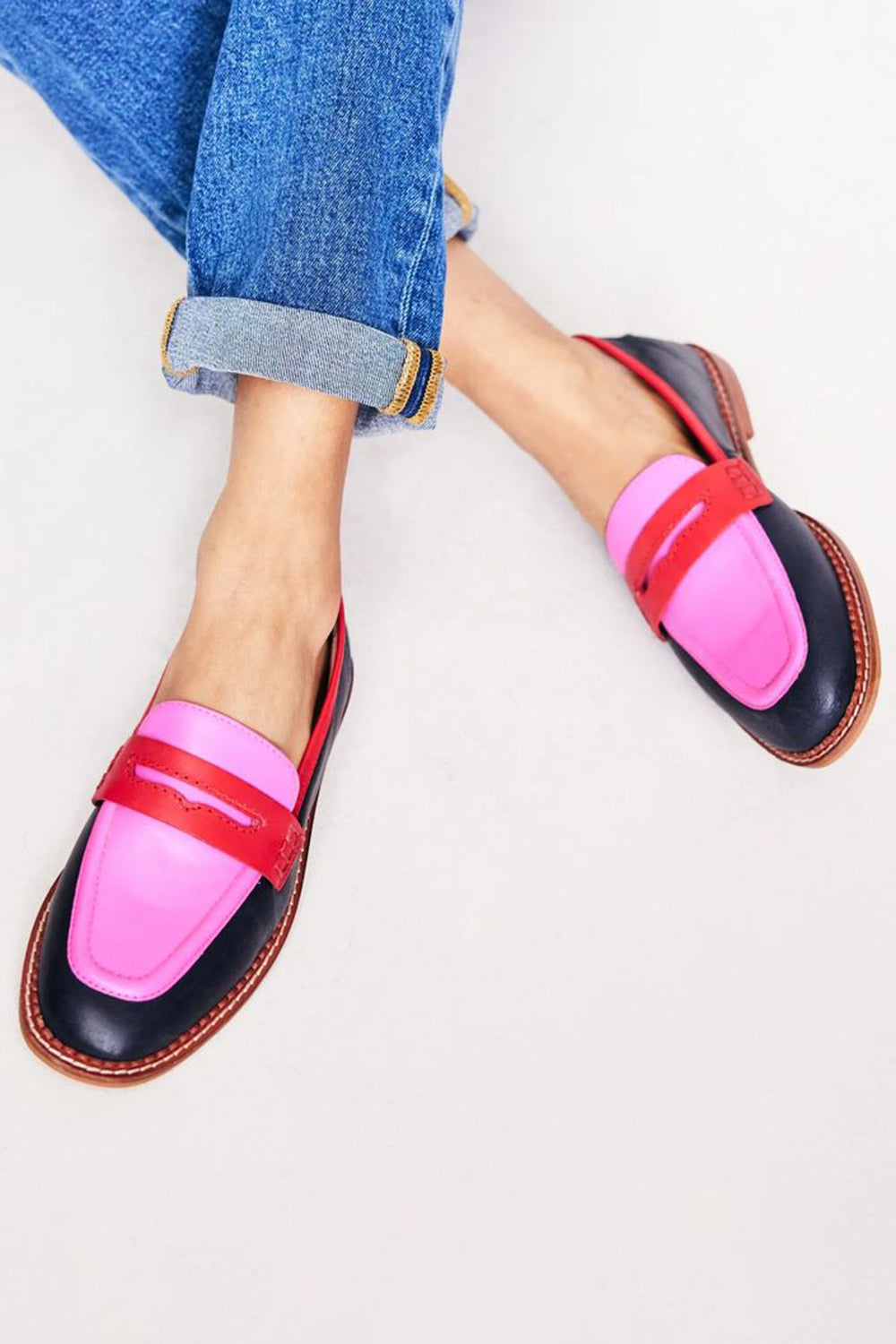 Lunessa | Black Moccasins with Color Accent