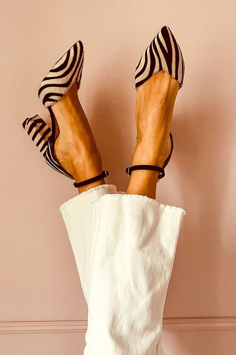 Zebrina | Mid-high Sandals with Strap and Zebra Pattern