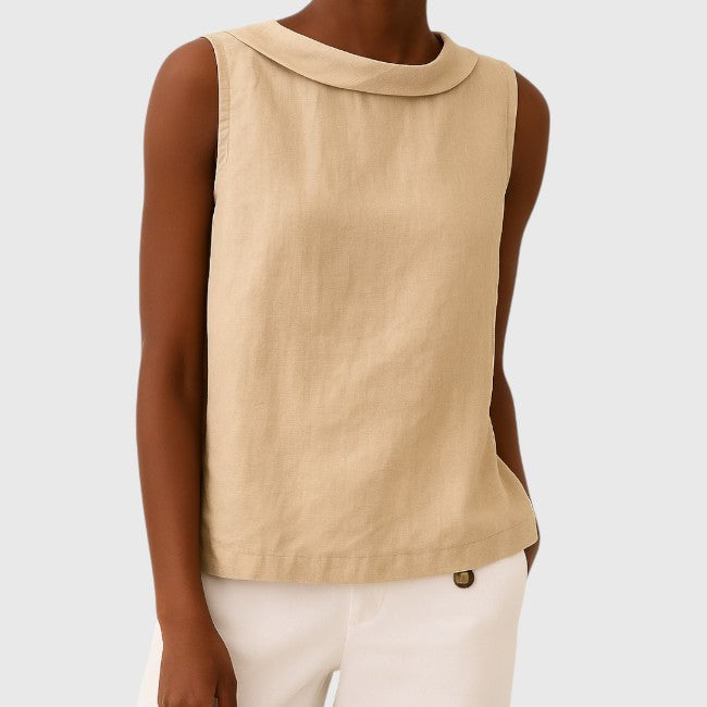 Ellie – Sleeveless Roll Collar Top