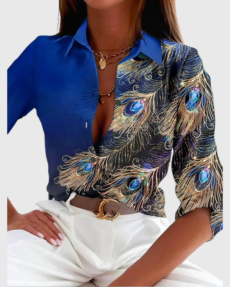 Laney - Feather Pattern Blouse