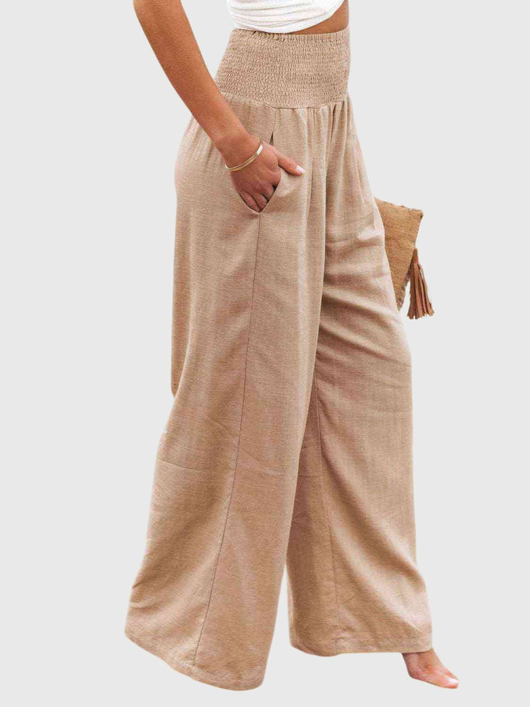 Jane | Full Size Smocked Waist Wide Leg Pants