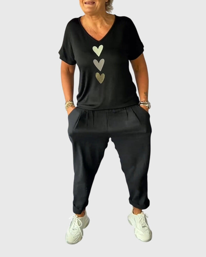 Casual comfortable pants with solid color pocket