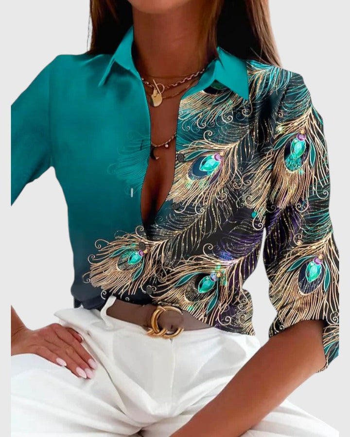 Laney - Feather Pattern Blouse