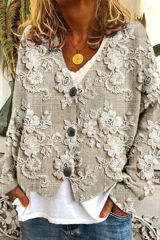 Jenna – Stylish Cardigan with Floral Design
