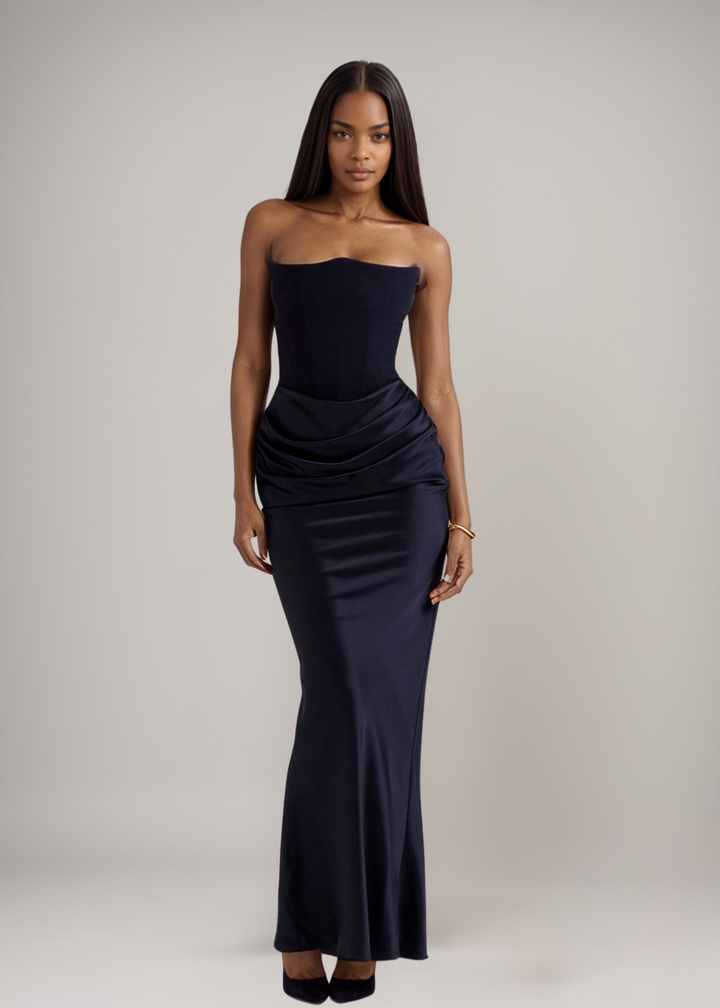 Lila - Satin Dress with Hourglass Shape Silhouette