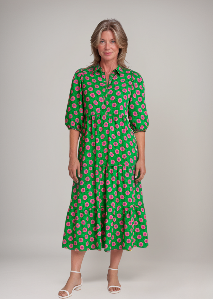 Sharon - Floating Dress with Rose Pattern