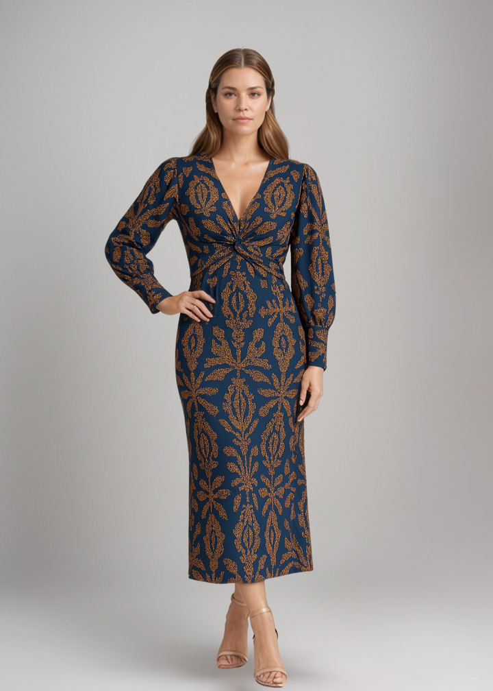 Cathy - Midi Dress with Baroque Print