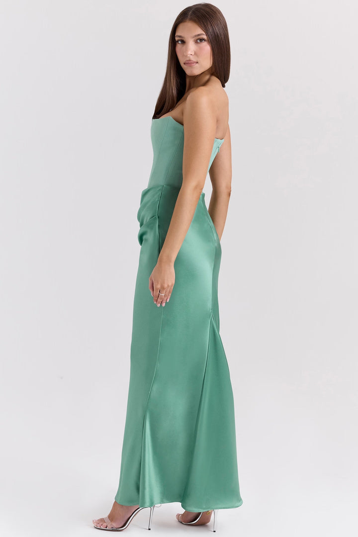 Lila - Satin Dress with Hourglass Shape Silhouette