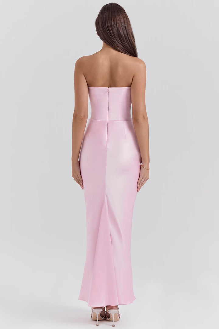 Lila - Satin Dress with Hourglass Shape Silhouette