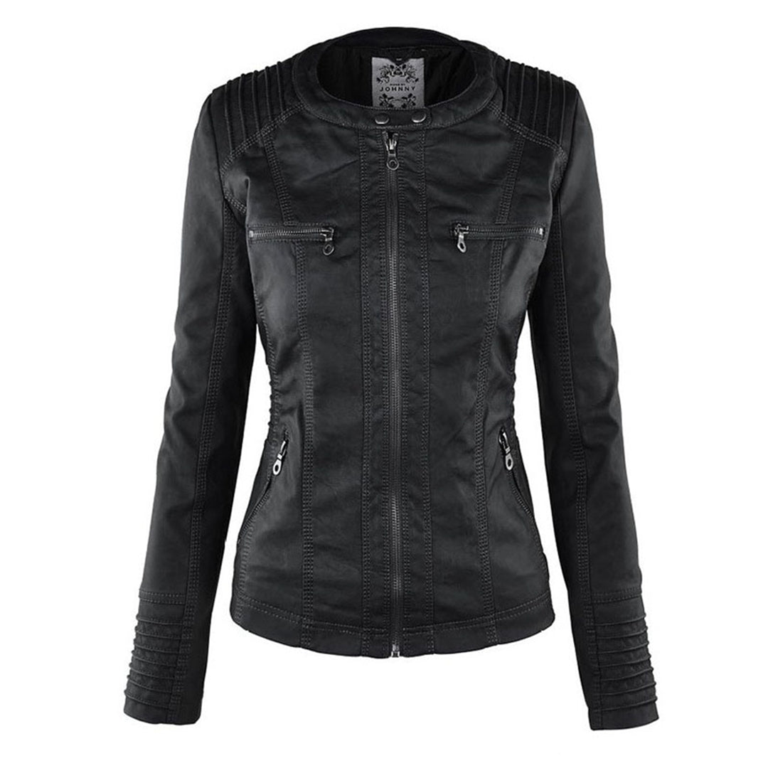 Selina - Chic Waterproof Hooded Leather Jacket for Women