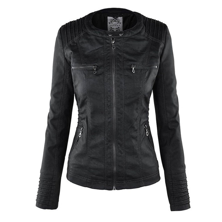 Selina - Chic Waterproof Hooded Leather Jacket for Women