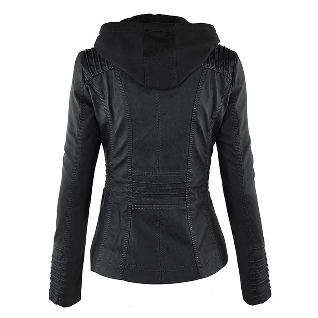 Selina - Chic Waterproof Hooded Leather Jacket for Women