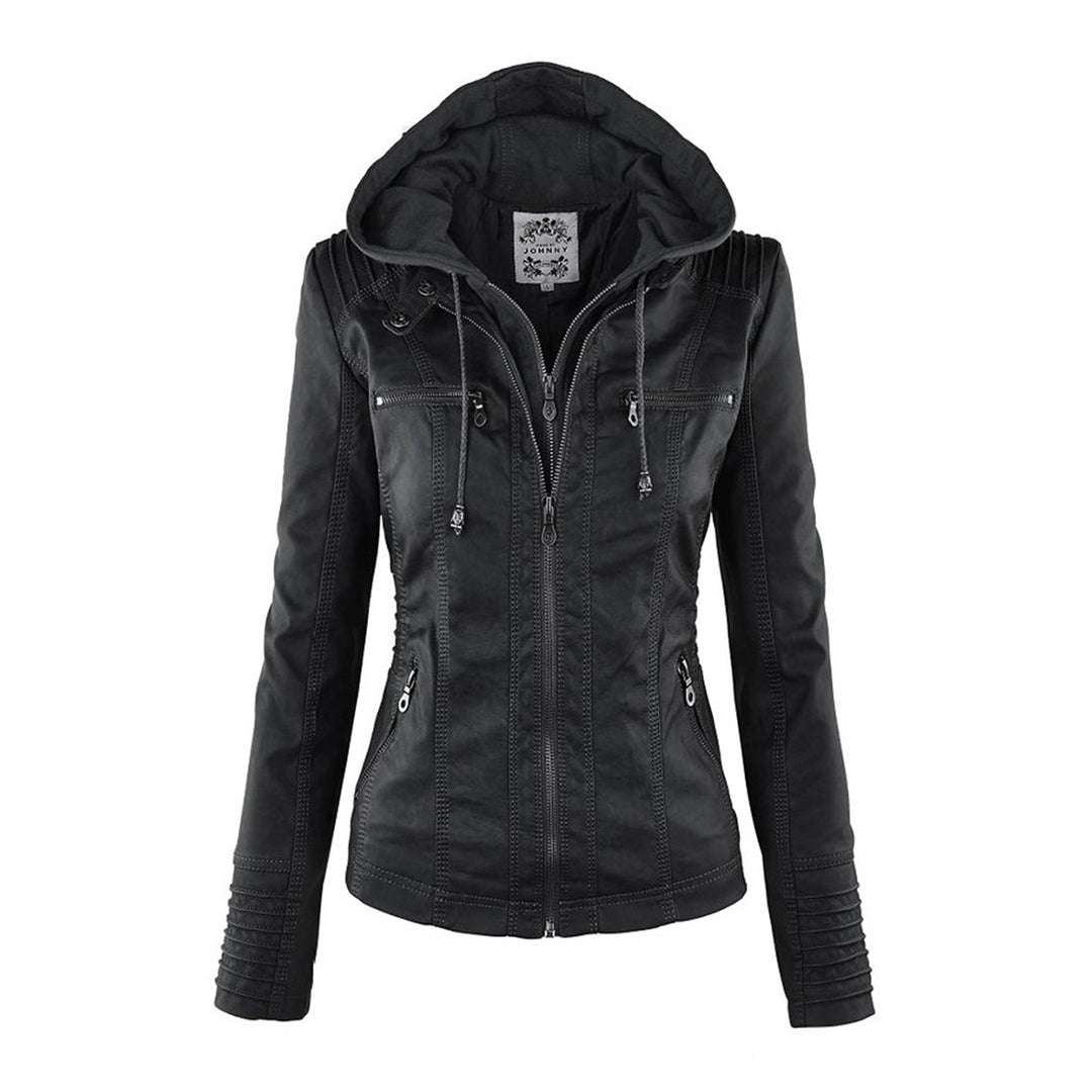 Selina - Chic Waterproof Hooded Leather Jacket for Women