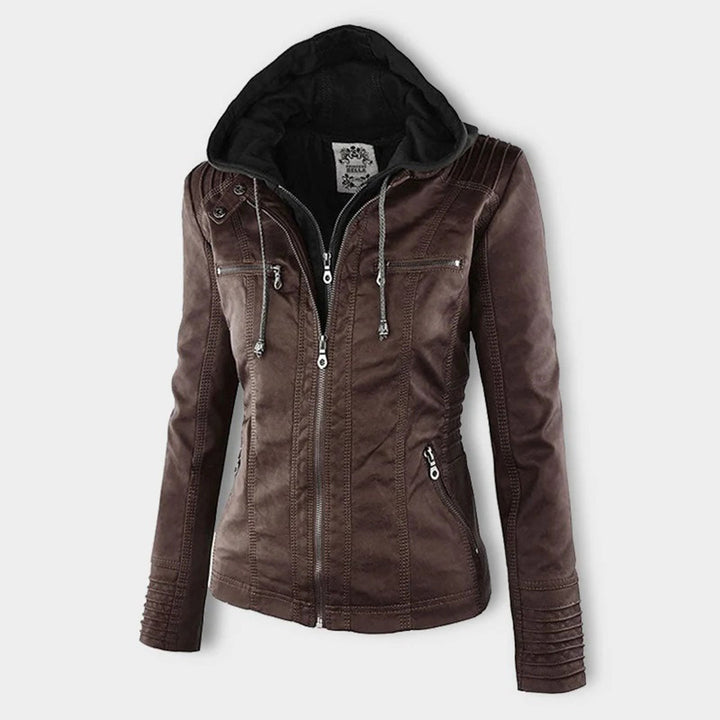 Selina - Chic Waterproof Hooded Leather Jacket for Women