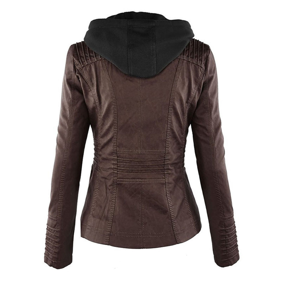 Selina - Chic Waterproof Hooded Leather Jacket for Women