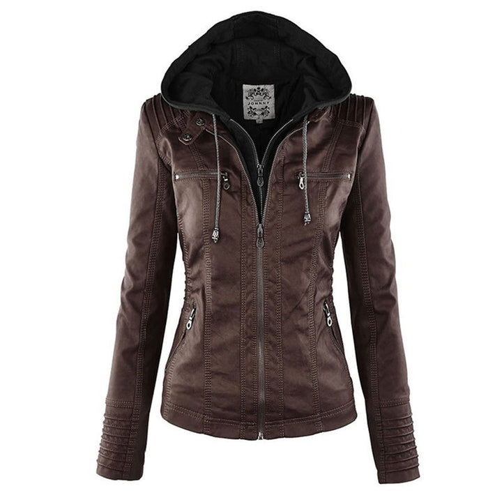 Selina - Chic Waterproof Hooded Leather Jacket for Women