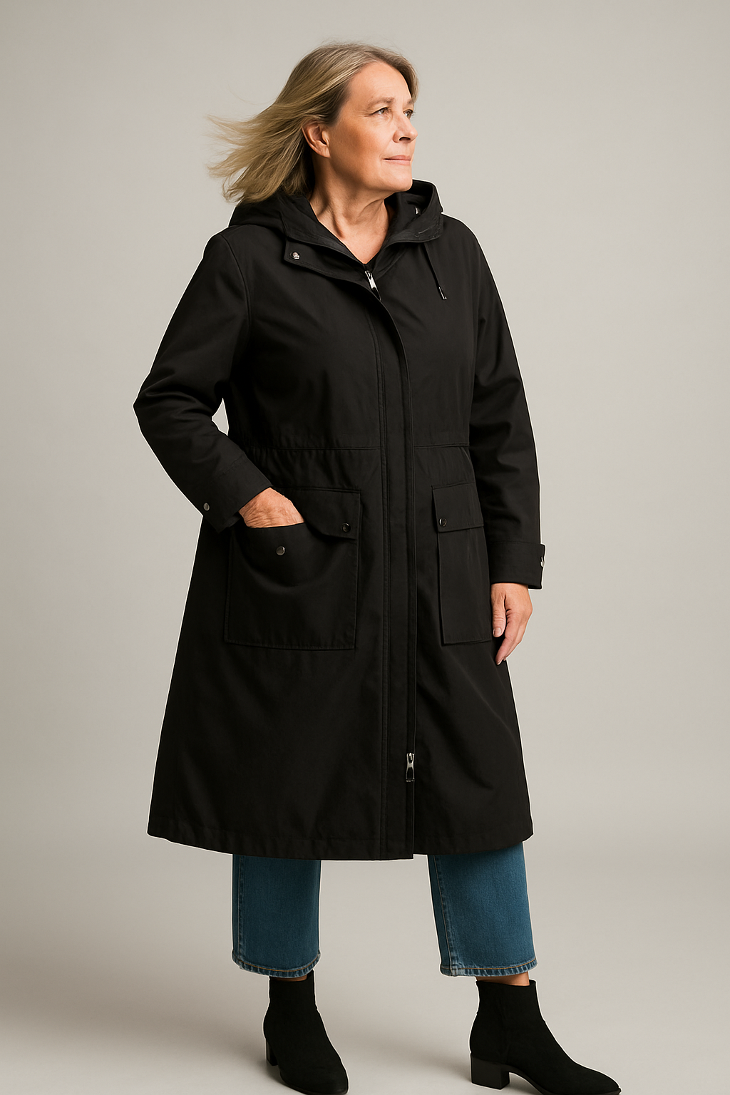 Marcella - Elegant Trench Coat Featuring Stylish Drawstrings