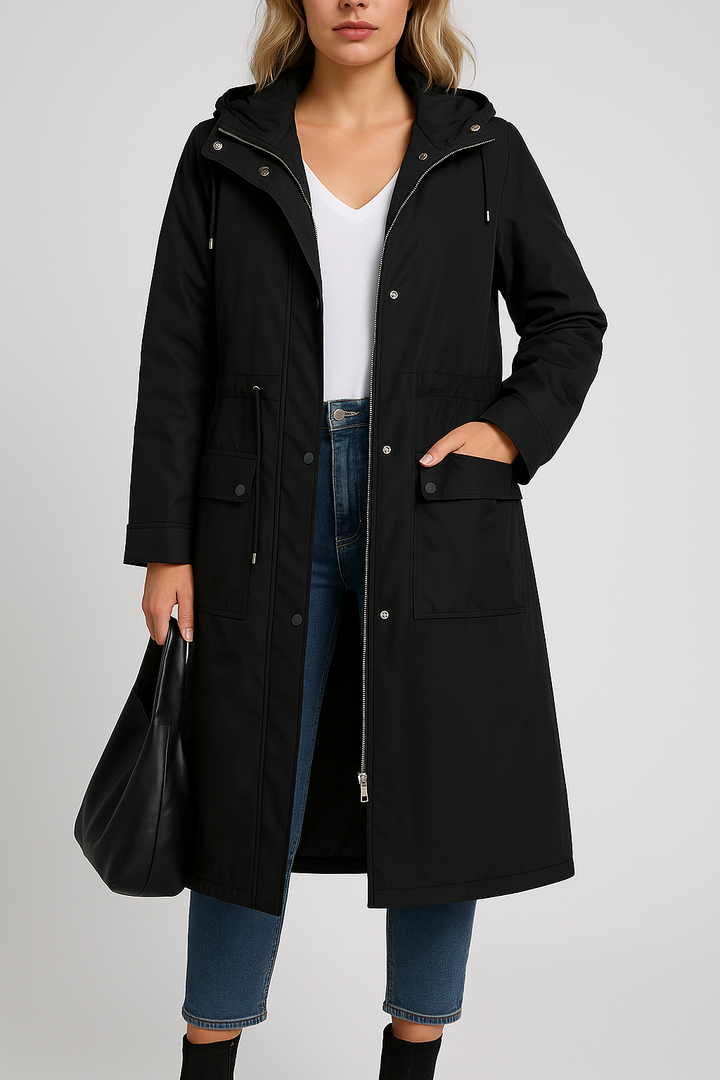 Marcella - Elegant Trench Coat Featuring Stylish Drawstrings