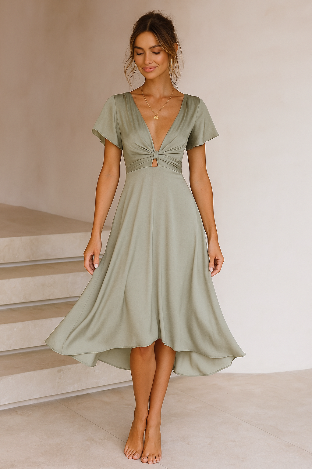 Eve - Midi Dress with Decorative Knot