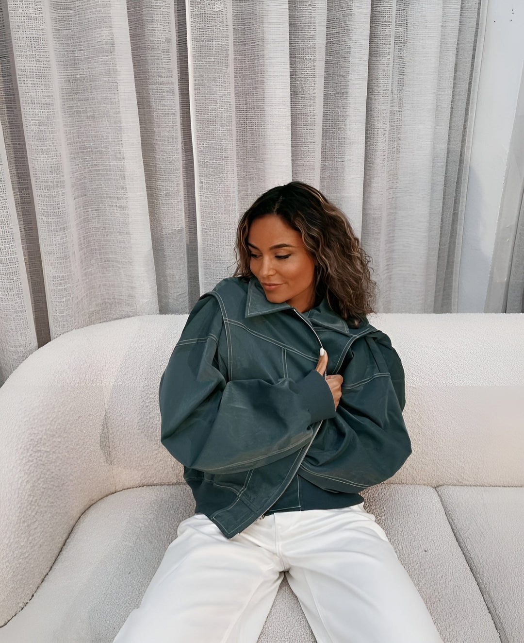 Hyacinth - Trendy Imitation Bomber Jacket