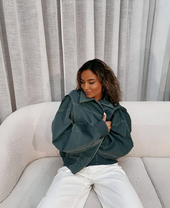 Hyacinth - Trendy Imitation Bomber Jacket