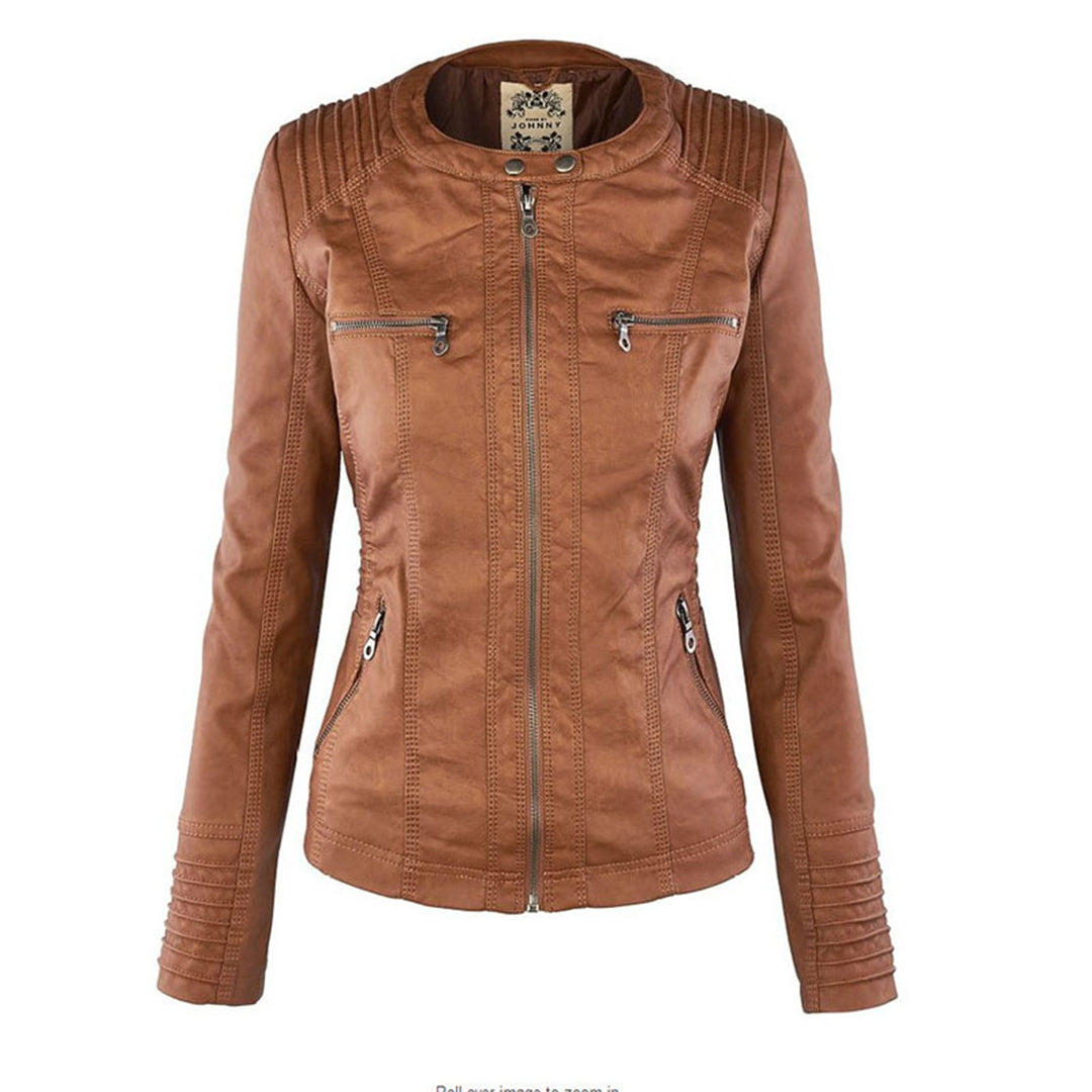 Selina - Chic Waterproof Hooded Leather Jacket for Women