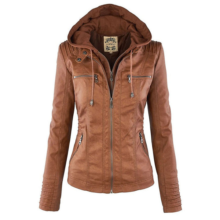 Selina - Chic Waterproof Hooded Leather Jacket for Women