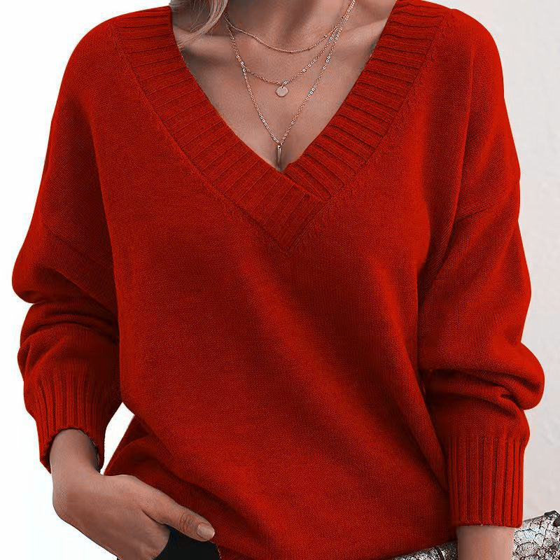 Alicia – Timeless Solid V-Neck Knit