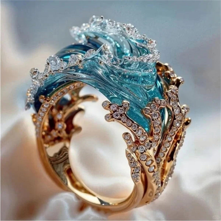 Pearl | Ocean Ring with Wave Design