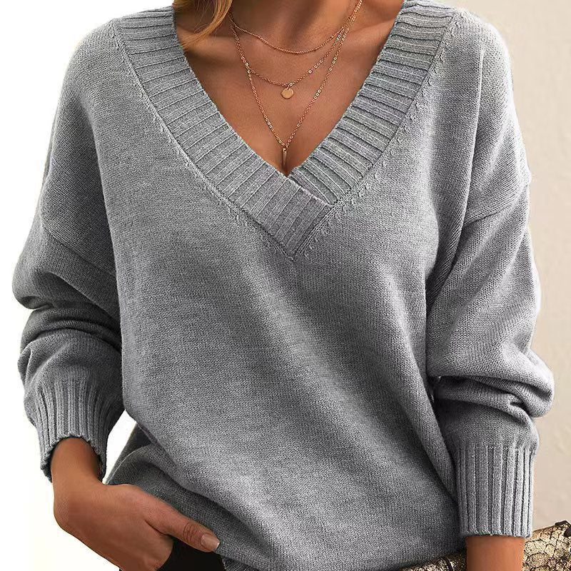 Alicia – Timeless Solid V-Neck Knit