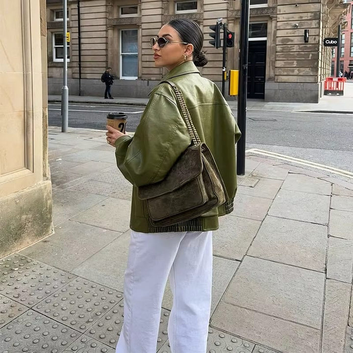 Harper - Oversized Leather Coat