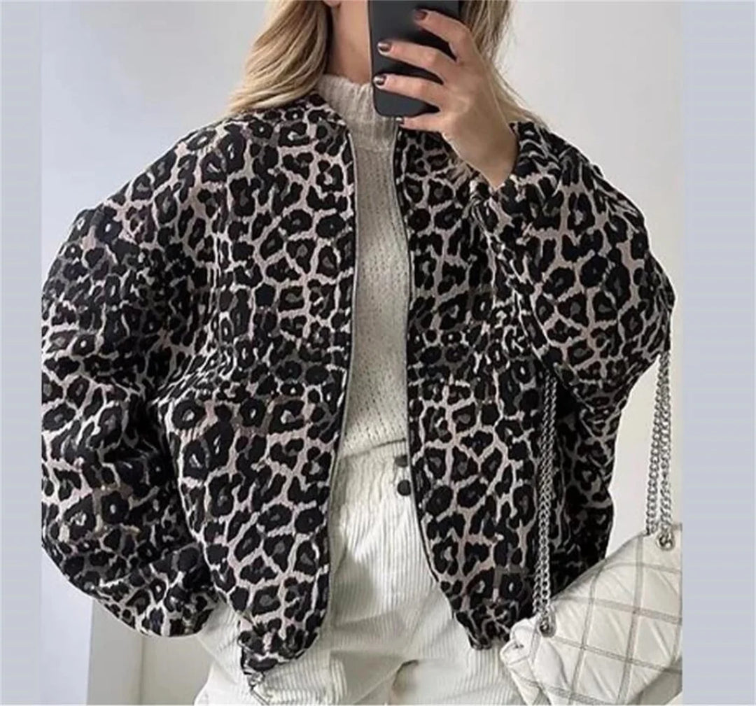 Cambria - Leopard Print Bomber Jacket