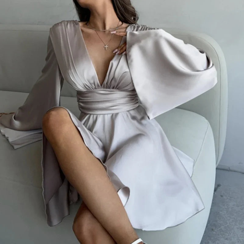 Amber - Satin Dress with Loose Sleeves