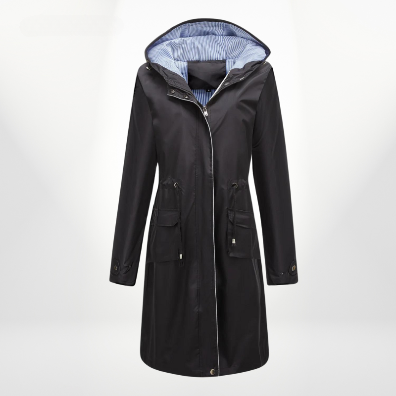 Marcella - Elegant Trench Coat Featuring Stylish Drawstrings