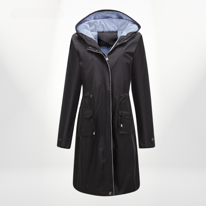 Marcella - Elegant Trench Coat Featuring Stylish Drawstrings