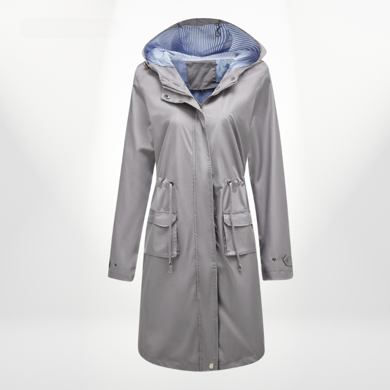 Marcella - Elegant Trench Coat Featuring Stylish Drawstrings