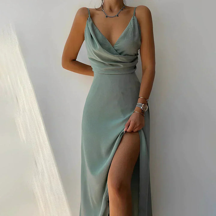 Chloe - Satin Dress with Slit
