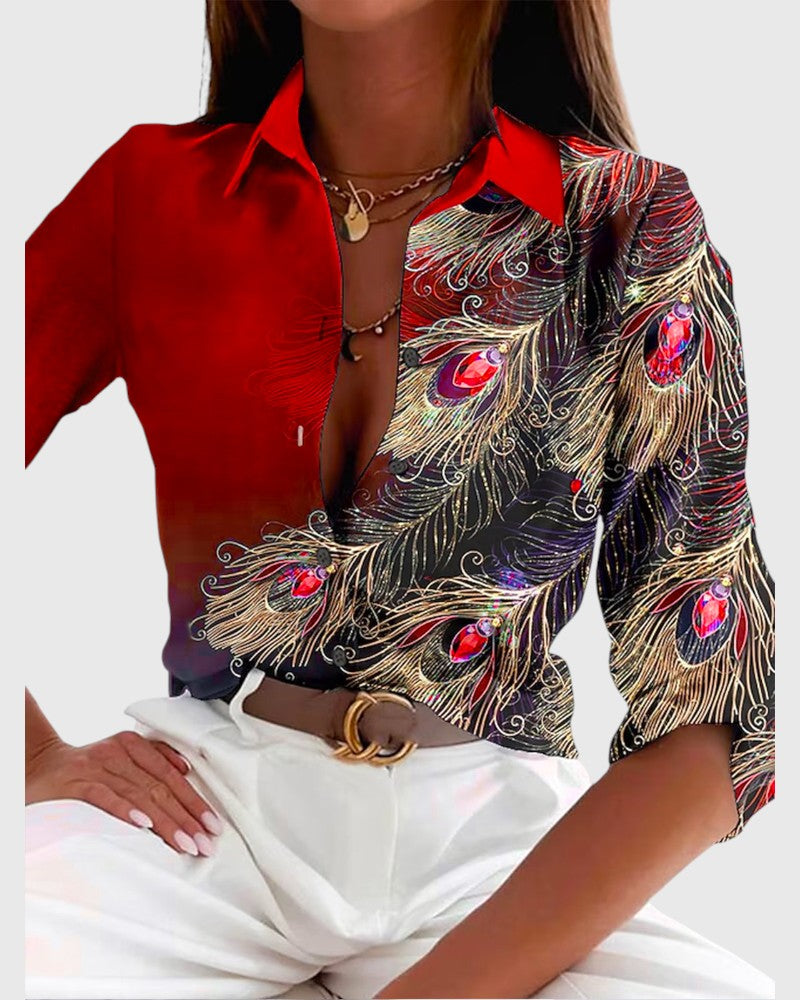 Laney - Feather Pattern Blouse