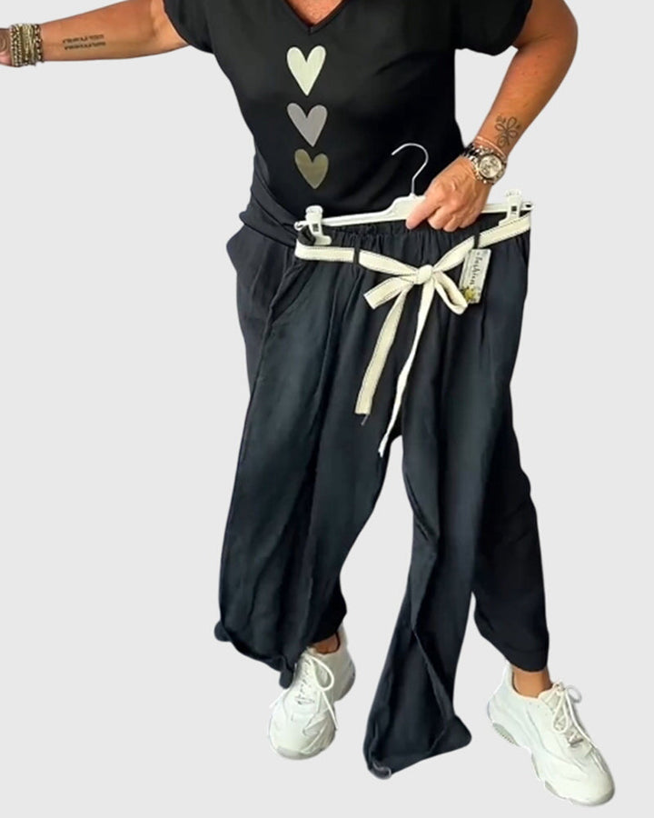 Casual comfortable pants with solid color pocket