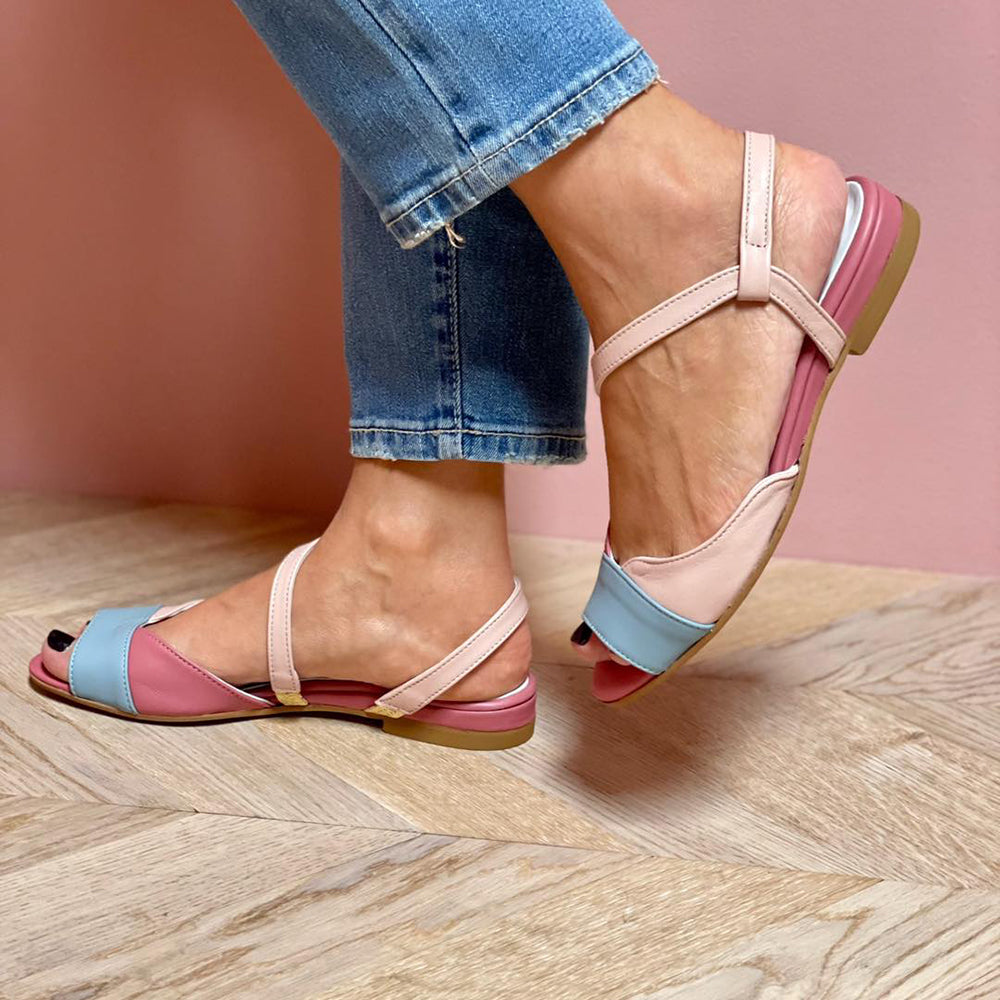 Roselina | Rosane Asymmetric Color-Block Style Sandals