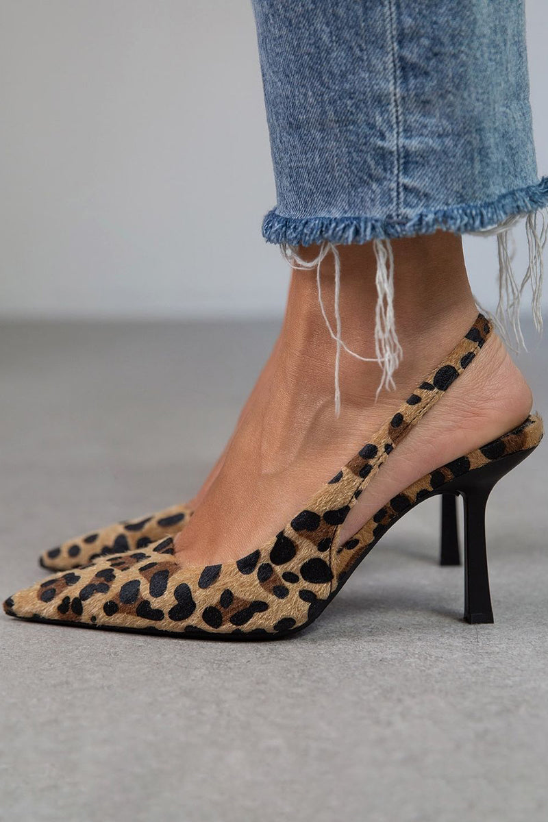 Liorina | Khaki Pumps with Leopard Pattern and Pointed Toe Area